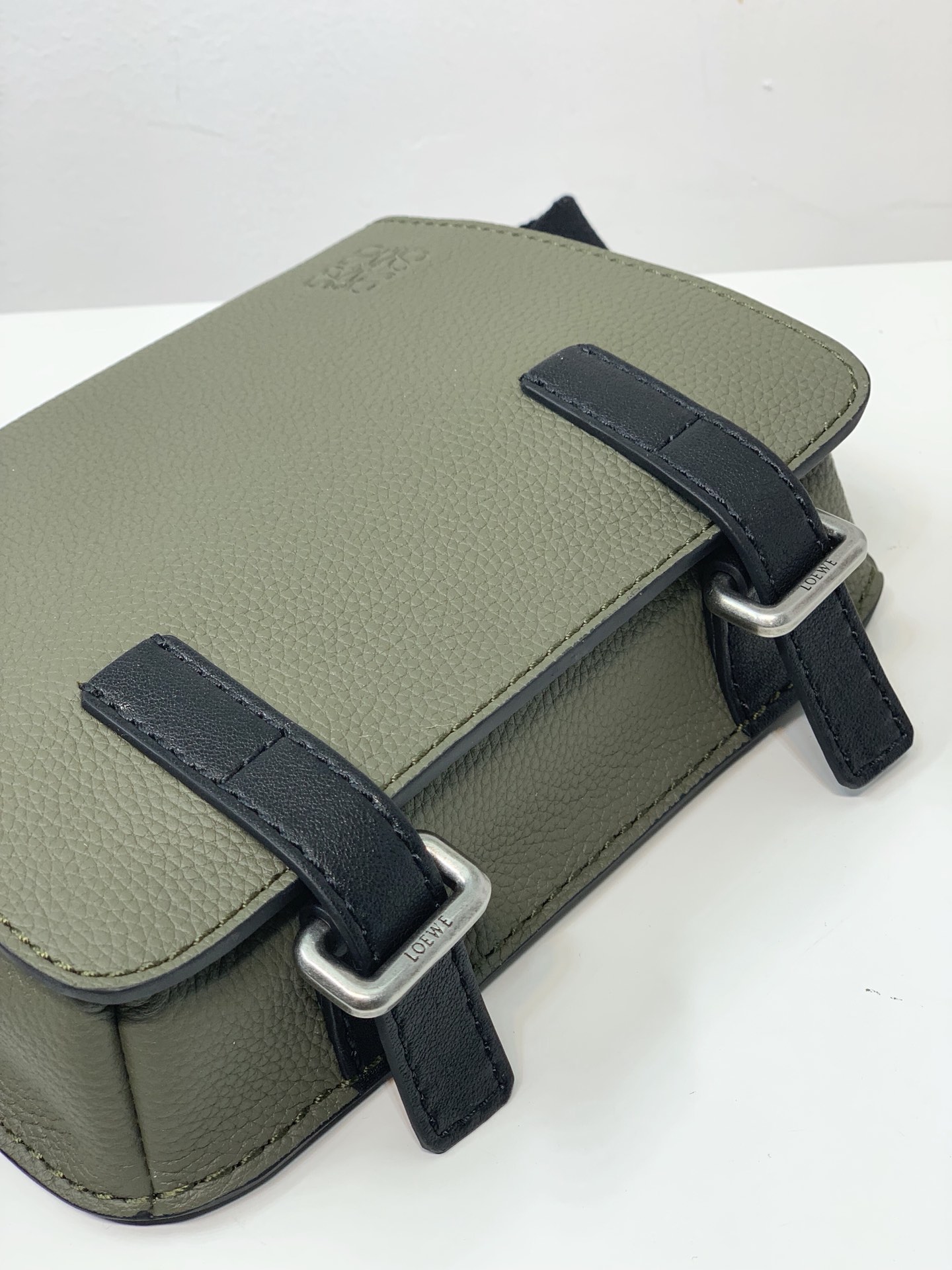 Loewe XXS Military Messenger Bag in Soft Grained Calfskin Green